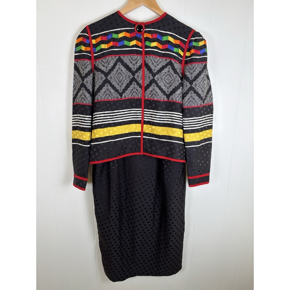 Vintage 80s Anne Crimmins For Umi Collections 100% Silk Sz 10 Colorful Dress